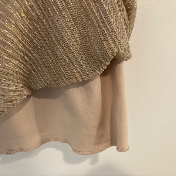 Connected Apparel Metallic Gold and Silver Champagne Tiered Dress - Picture 4 of 7